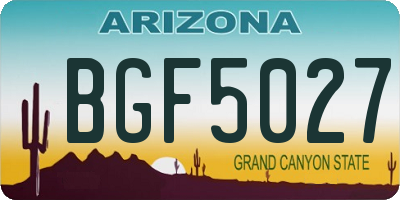 AZ license plate BGF5027