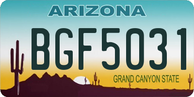AZ license plate BGF5031