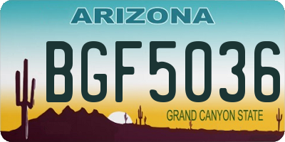 AZ license plate BGF5036