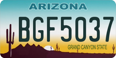 AZ license plate BGF5037