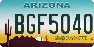 AZ license plate BGF5040
