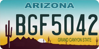 AZ license plate BGF5042