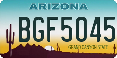 AZ license plate BGF5045