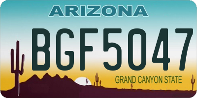 AZ license plate BGF5047