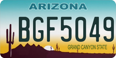 AZ license plate BGF5049