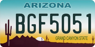AZ license plate BGF5051