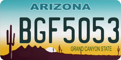 AZ license plate BGF5053