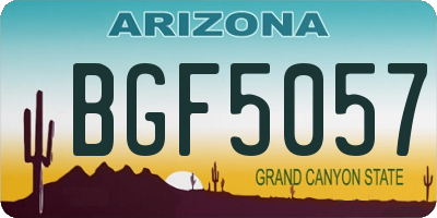 AZ license plate BGF5057
