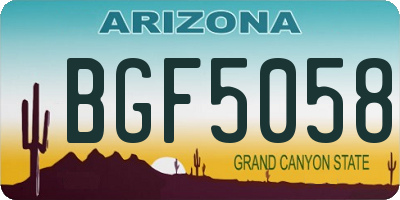 AZ license plate BGF5058
