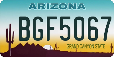 AZ license plate BGF5067
