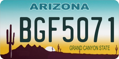 AZ license plate BGF5071