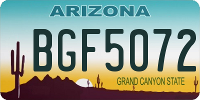 AZ license plate BGF5072