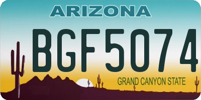 AZ license plate BGF5074