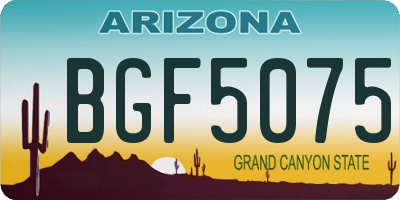 AZ license plate BGF5075