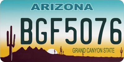 AZ license plate BGF5076
