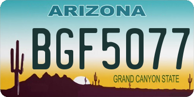 AZ license plate BGF5077