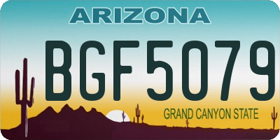 AZ license plate BGF5079
