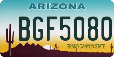 AZ license plate BGF5080