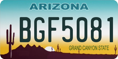 AZ license plate BGF5081