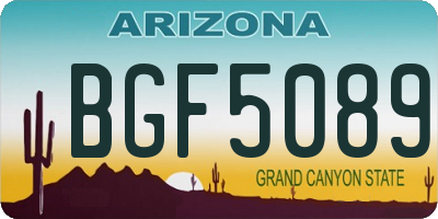 AZ license plate BGF5089