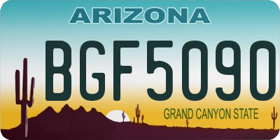 AZ license plate BGF5090