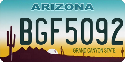 AZ license plate BGF5092