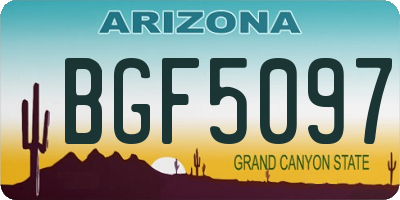 AZ license plate BGF5097