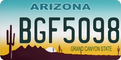 AZ license plate BGF5098