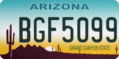 AZ license plate BGF5099