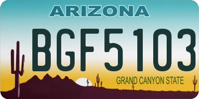 AZ license plate BGF5103