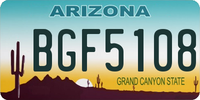 AZ license plate BGF5108