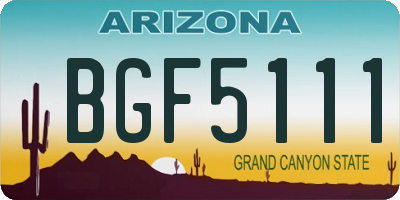 AZ license plate BGF5111