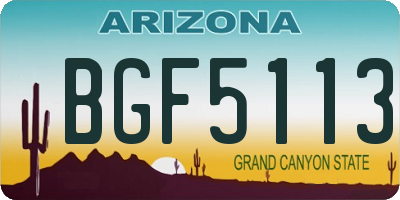 AZ license plate BGF5113