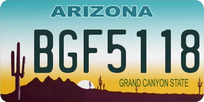 AZ license plate BGF5118