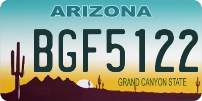 AZ license plate BGF5122