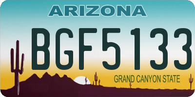 AZ license plate BGF5133