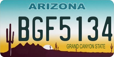 AZ license plate BGF5134