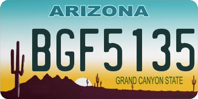 AZ license plate BGF5135