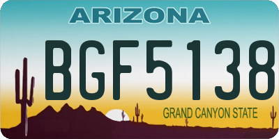 AZ license plate BGF5138