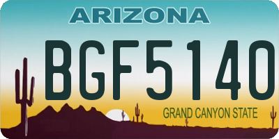 AZ license plate BGF5140