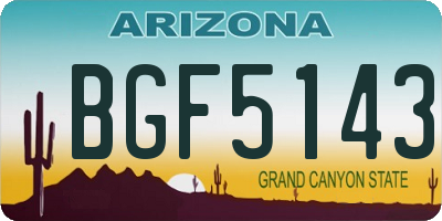 AZ license plate BGF5143