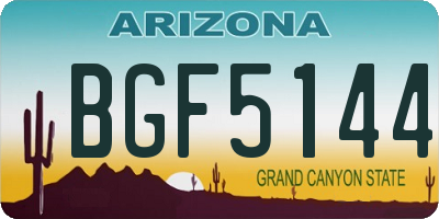 AZ license plate BGF5144