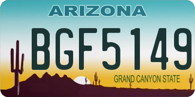 AZ license plate BGF5149