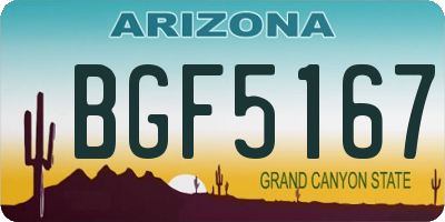 AZ license plate BGF5167