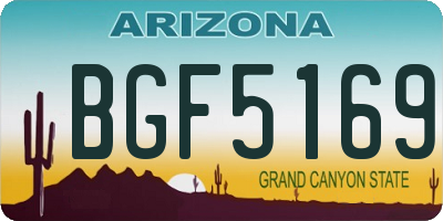 AZ license plate BGF5169