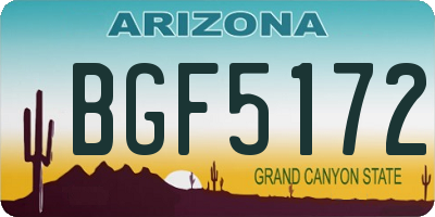 AZ license plate BGF5172