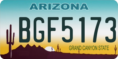 AZ license plate BGF5173