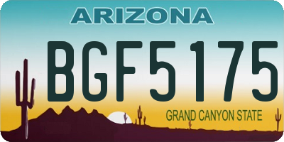 AZ license plate BGF5175