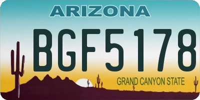 AZ license plate BGF5178