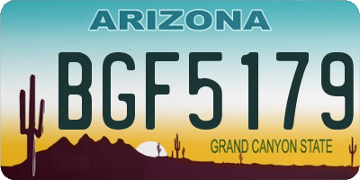 AZ license plate BGF5179